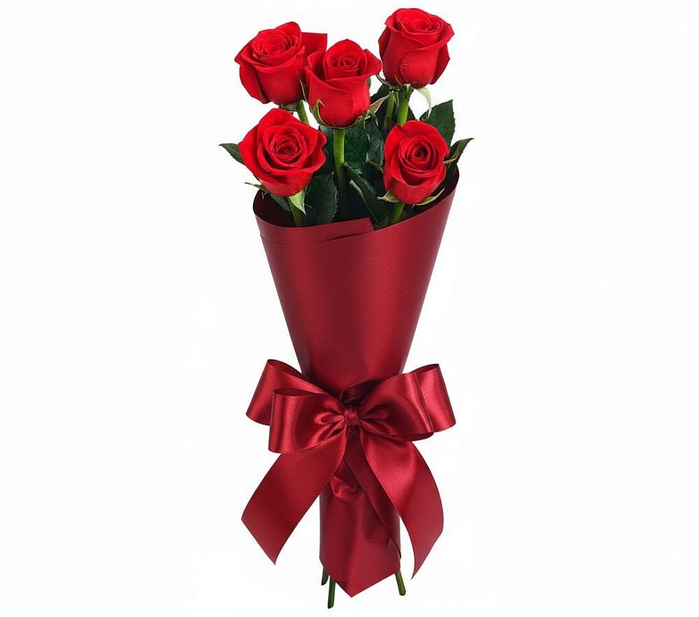 Букет 5 Красных роз Эдлесс Лав в Тазовском