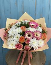 Букет цветов из:  Розы, Герберы и Хризантемы в Тазовском