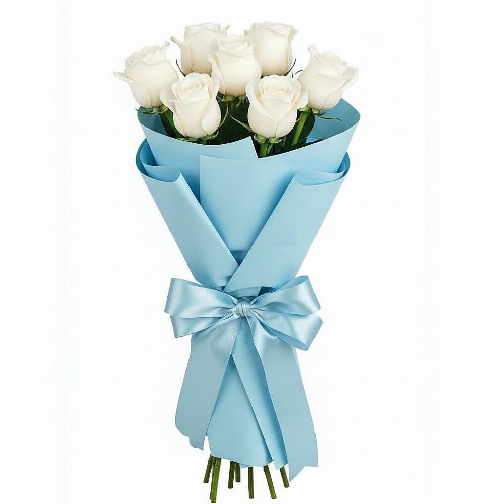 Букет 7 белых роз Проуд в Тазовском