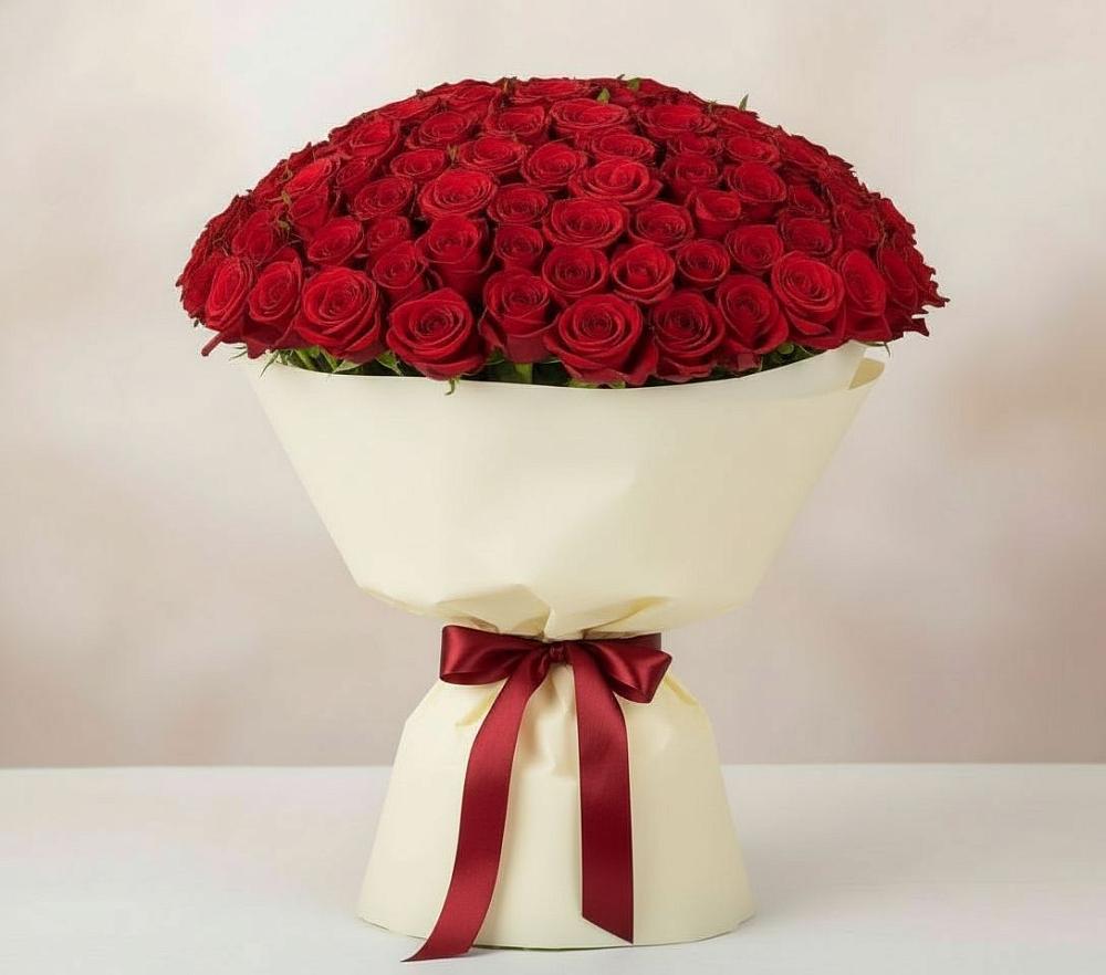 Букет 101 Красная роза Милано в Тазовском