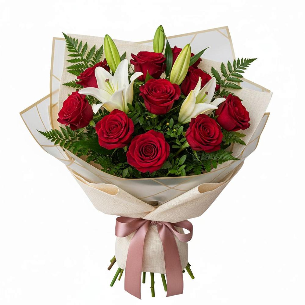 Букет цветов из: Лилии и Розы в Тазовском