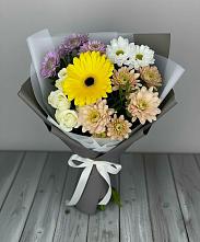 Букет цветов из:  Розы, Герберы и Хризантемы в Тазовском