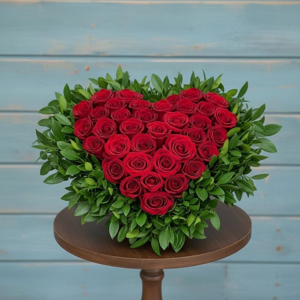 Цветочная композиция из Розы в виде сердца в Тазовском