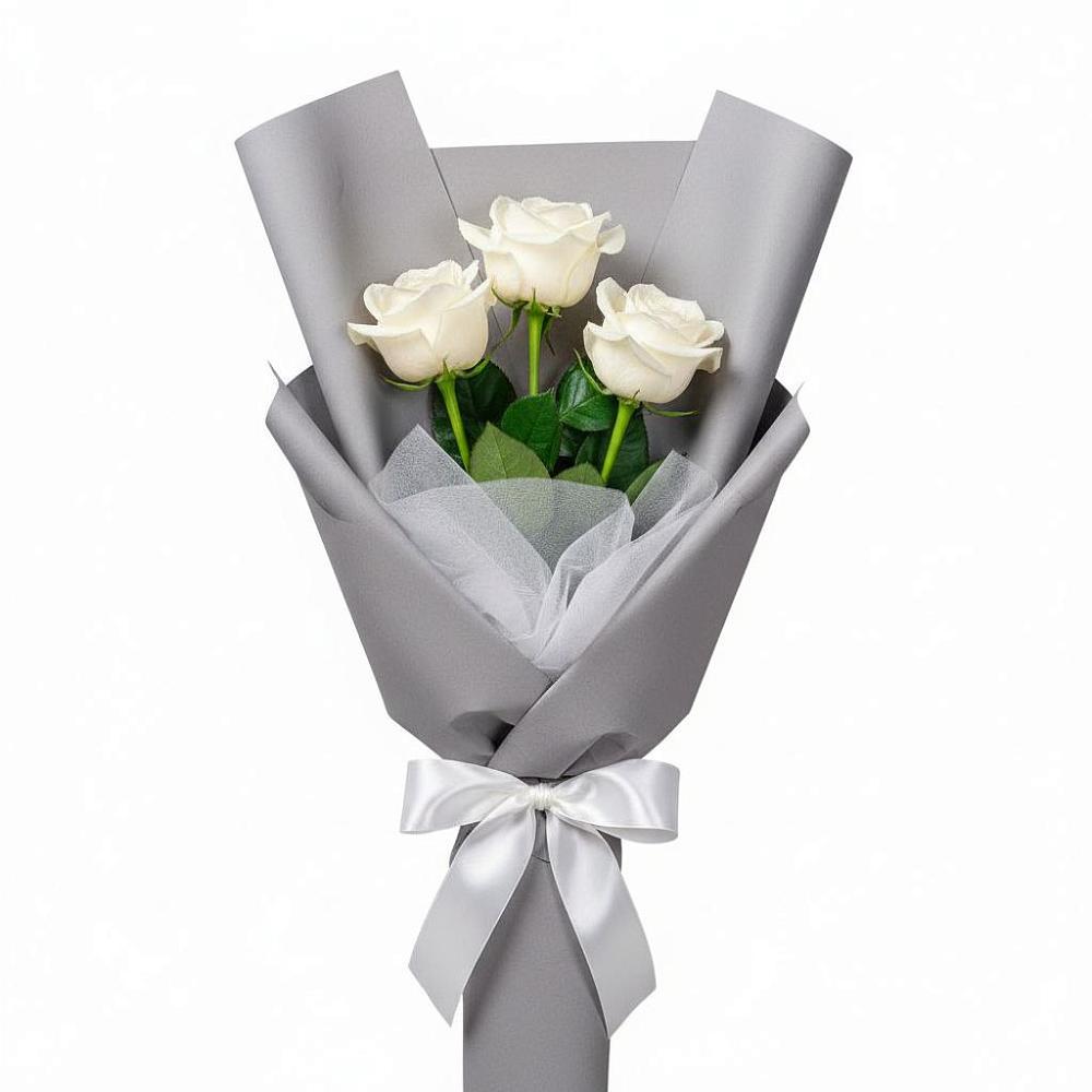 Букет 3 белые розы в Тазовском
