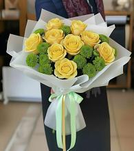 Букет цветов из:  Хризантемы и Розы #REPLACE_PRED# Тазовском