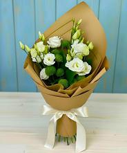 Букет цветов из:  Хризантемы и Лизиантусы #REPLACE_PRED# Тазовском