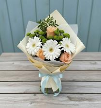 Букет цветов из:  Герберы, Розы и Хризантемы в Тазовском