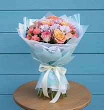 Букет цветов из:  Хризантемы и Розы в Тазовском