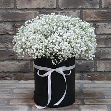 Цветочная композиция из Гипсофила в шляпной коробке в Тазовском