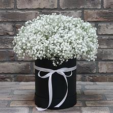 Цветочная композиция из Гипсофила в шляпной коробке в Тазовском