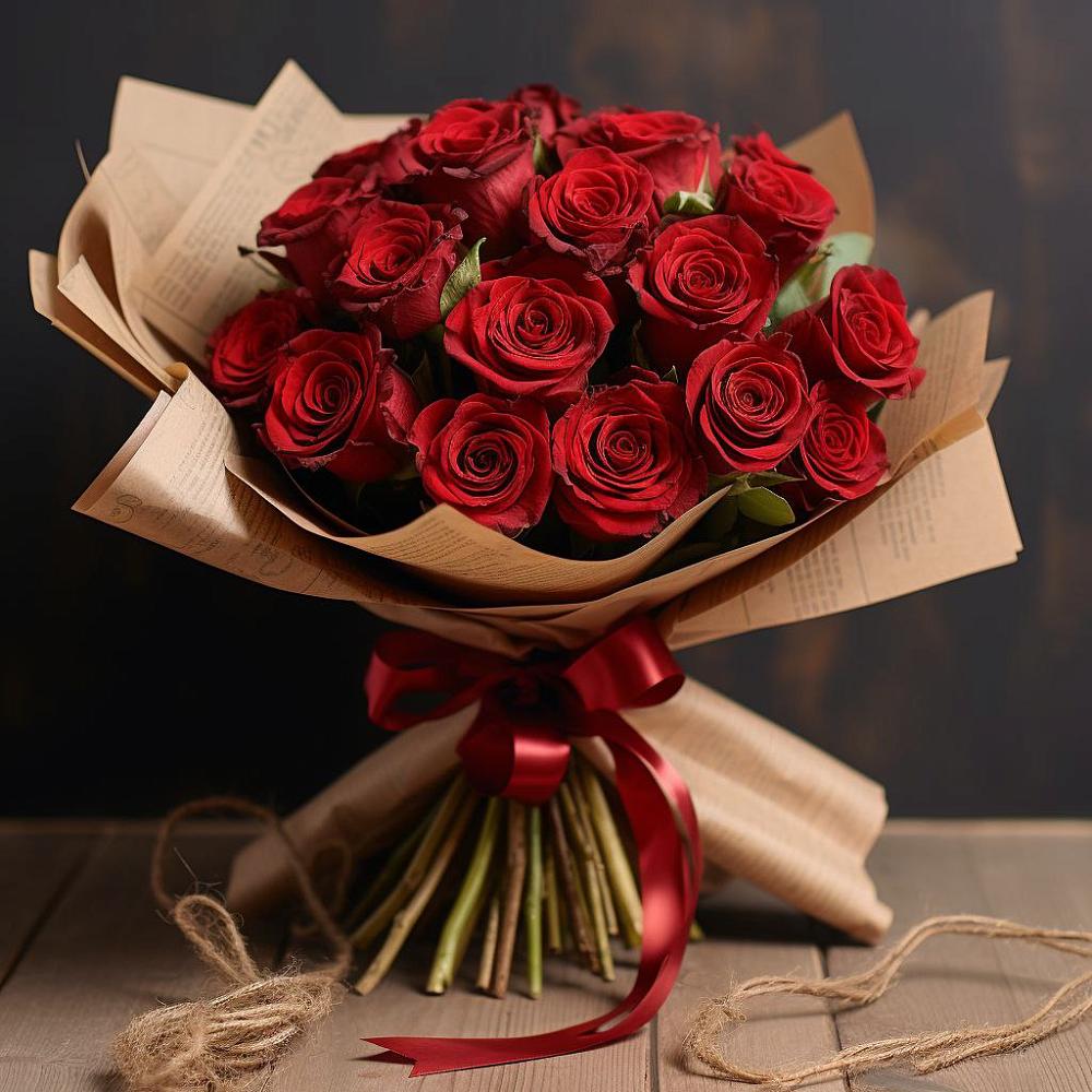 Букет 17 Красных роз Эдлесс Лав в Тазовском