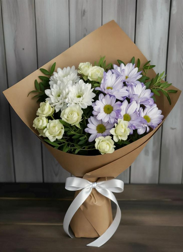 Букет цветов из: Хризантемы и Розы в Тазовском