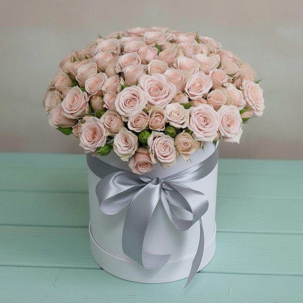 Цветочная композиция из Розы в шляпной коробке в Тазовском